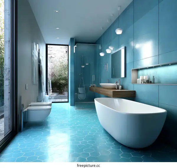 Modern Turquoise Bathroom Interior Design
