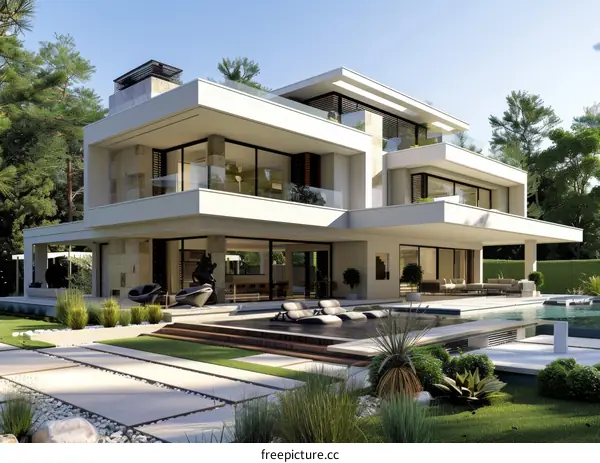Modern Luxury House Exterior Design Illustration