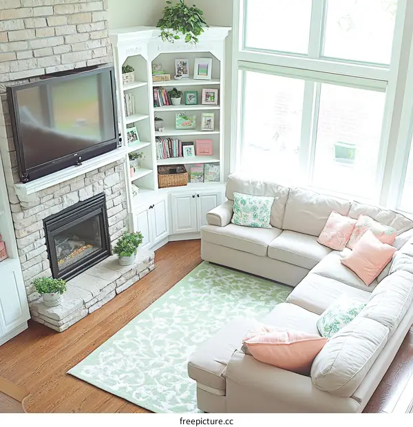 Cozy Corner Living Room with Pastel Accents