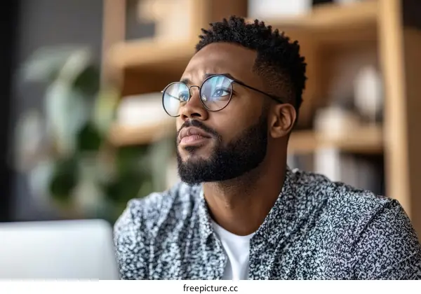 Thoughtful Black Man Contemplation