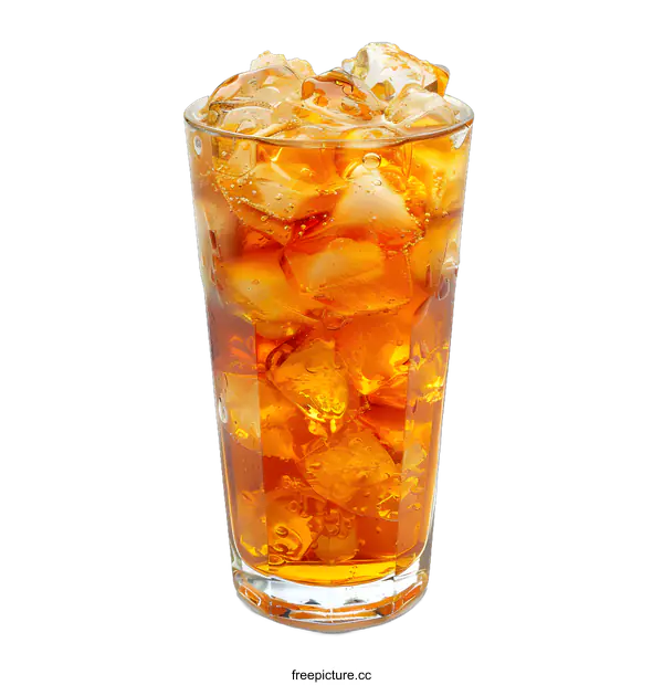 [Transparent Background PNG]Tall Glass of Iced Tea with Ice Cubes