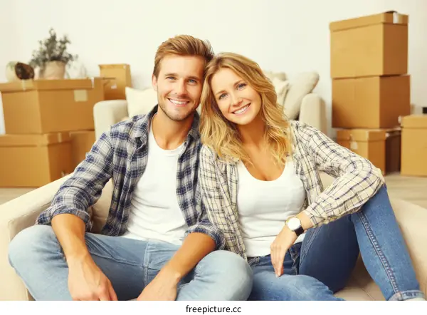 Happy Couple Moving In New Home