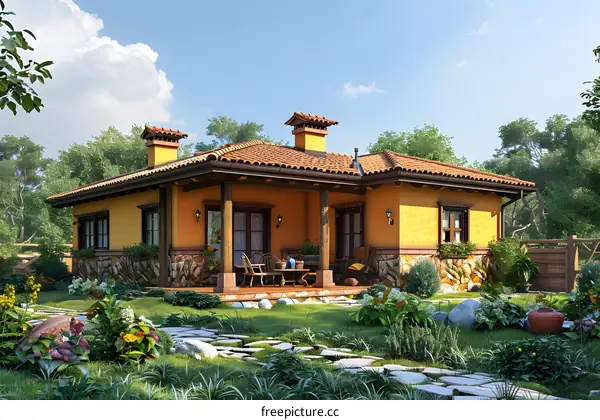 A beautiful house with a garden