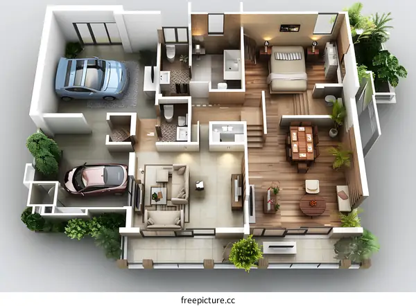 3D home interior rendering