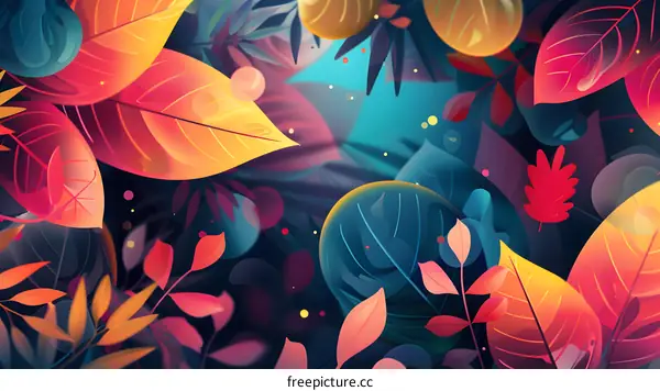 Abstract Illustration with Colorful Leaves