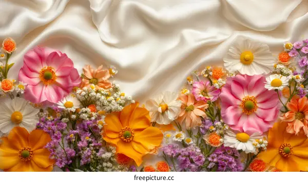 Beautiful Floral Arrangement on a Smooth Fabric