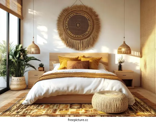 Bohemian Bedroom Interior Design with Natural Elements