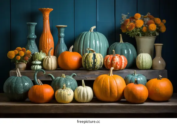 Thanksgiving Gourds and Pumpkins Still Life