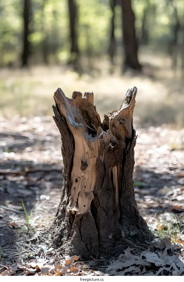 Close Up Of A Dead Tree Stump In A Forest