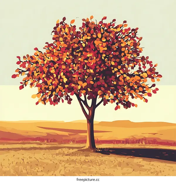 Autumn Landscape With Single Tree