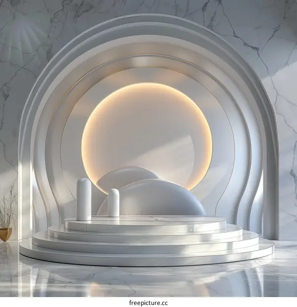 Modern Minimalist White Marble Display Podium