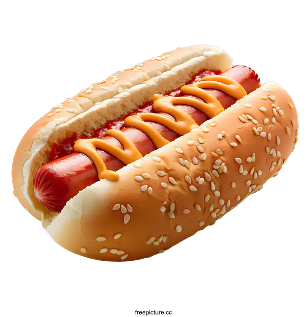 [Transparent Background PNG]Hot Dog with Mustard and Ketchup