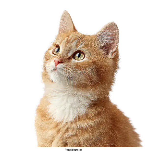 [Transparent Background PNG]Adorable Ginger Kitten Portrait Against White Background