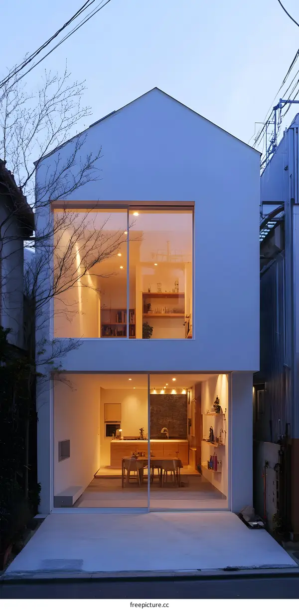 Modern White House with Large Windows in Japan