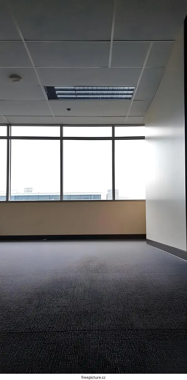 Empty Office Space With Large Window and City View