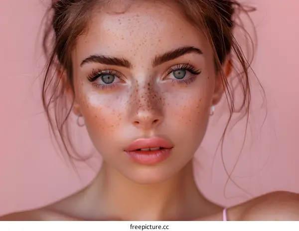 Portrait of a woman with freckles