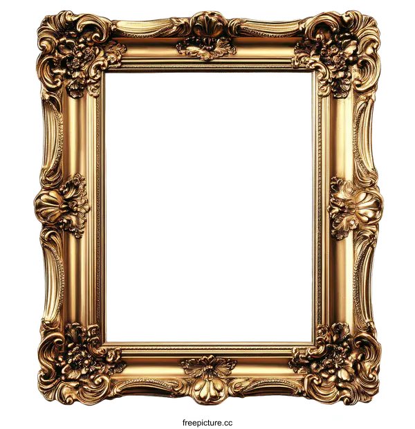 [Transparent Background PNG]Ornate Gold Picture Frame