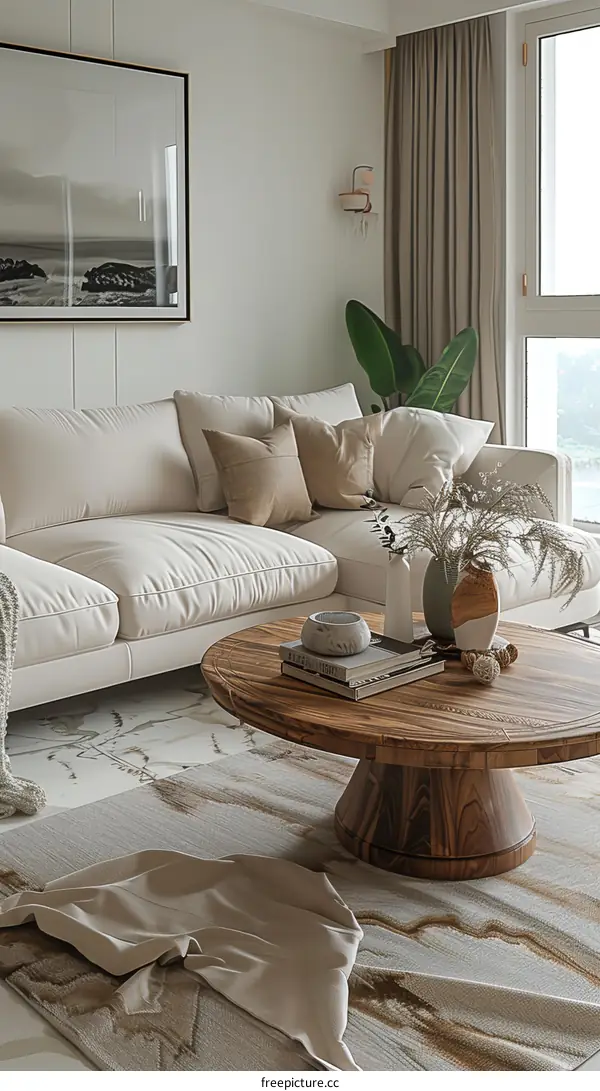 Modern Beige Living Room Interior Design