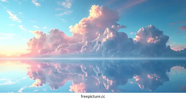 Stunning sunset clouds reflecting on the calm sea