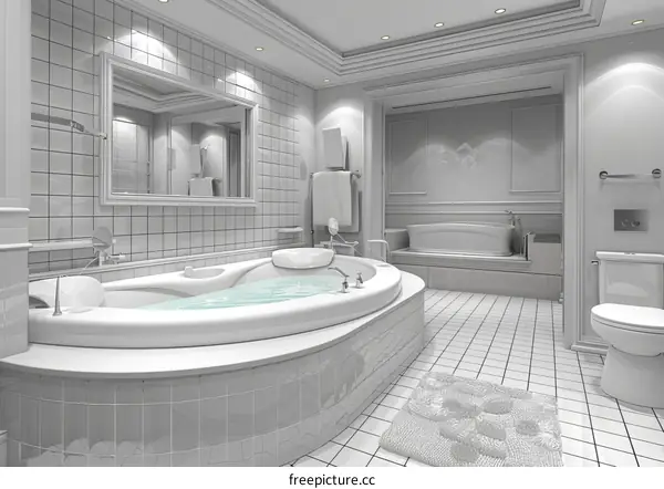 Luxury Bathroom Interior Design Illustration