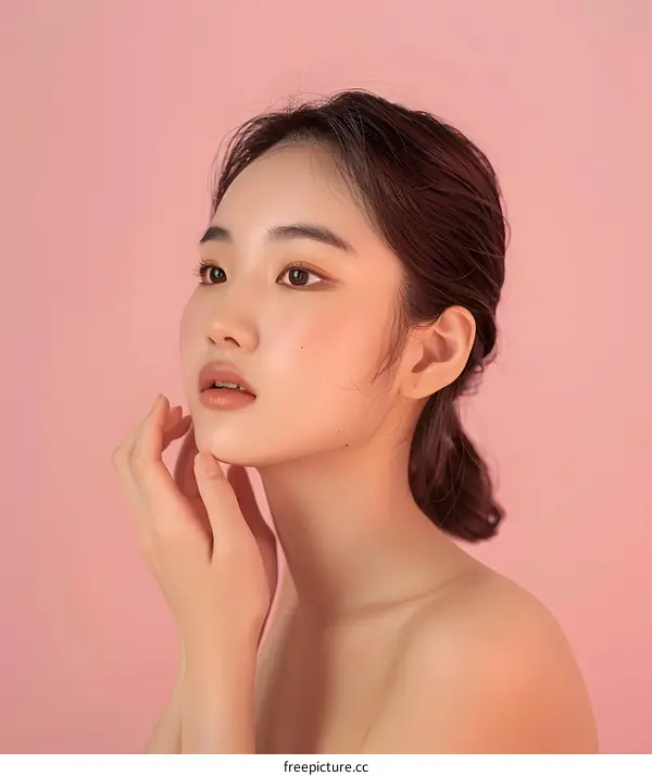 Portrait of a Beautiful Asian Woman with a Soft, Natural Look