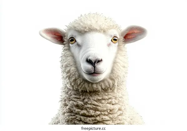 Close Up Portrait of a White Sheep