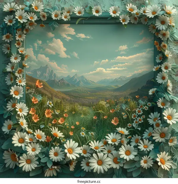 Daisy Framed Landscape Painting