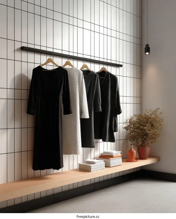 Modern Clothing Display in a Minimalist Room