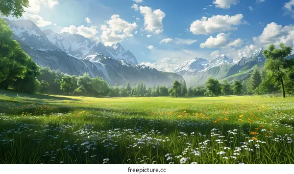 Alpine Meadow bathed in Morning Sunlight