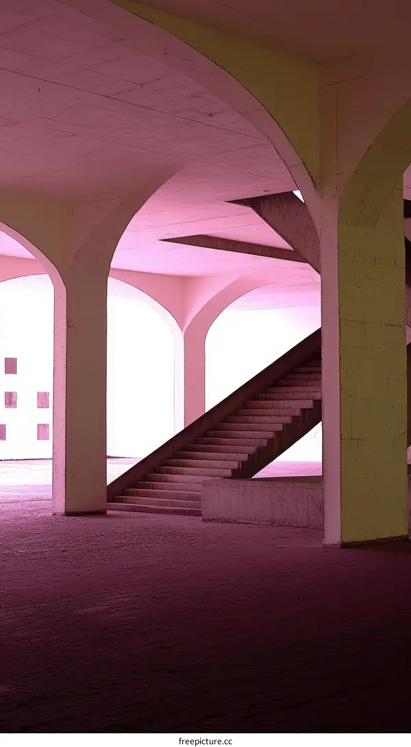 Abstract Concrete Architectural Structure with Stairs