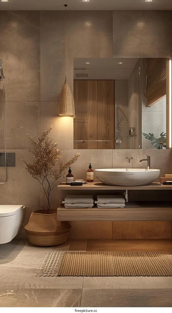 Modern Beige Bathroom Interior Design
