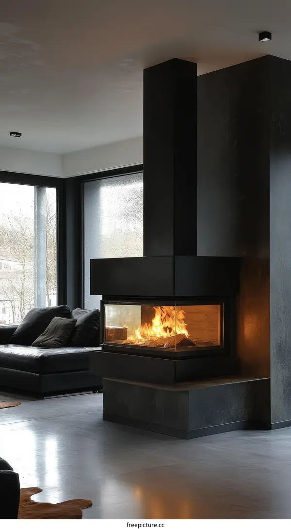 Modern Corner Fireplace in a Stylish Living Room