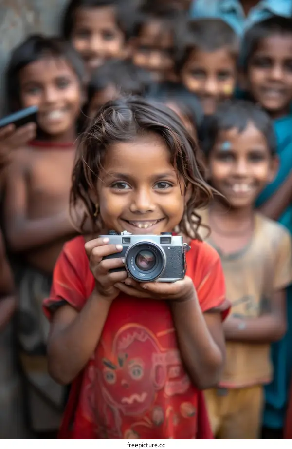 Indian girl holding a camera