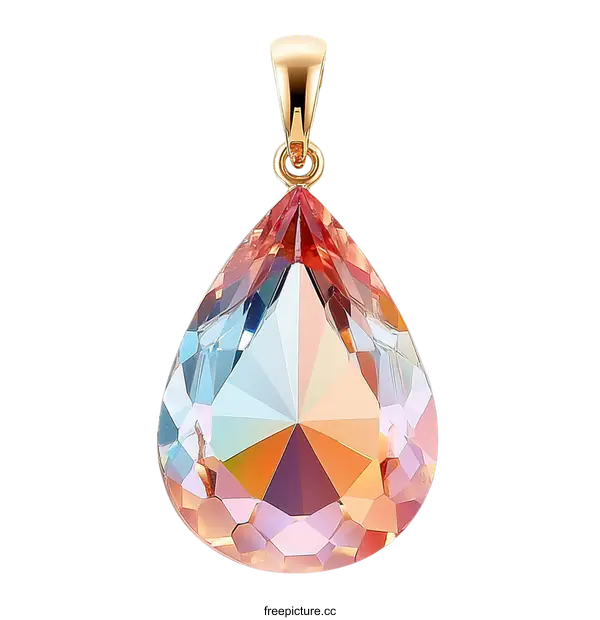 [Transparent Background PNG]Multicolor Pear-Shaped Crystal Pendant