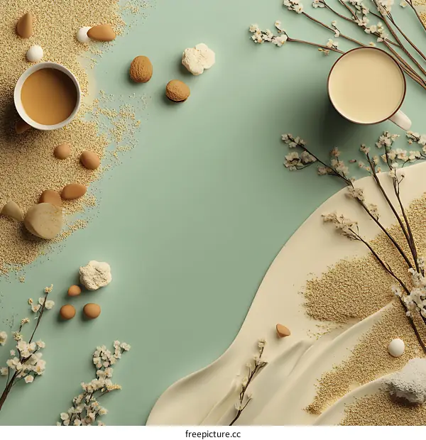 Minimalist Abstract Background with Coffee and Almond