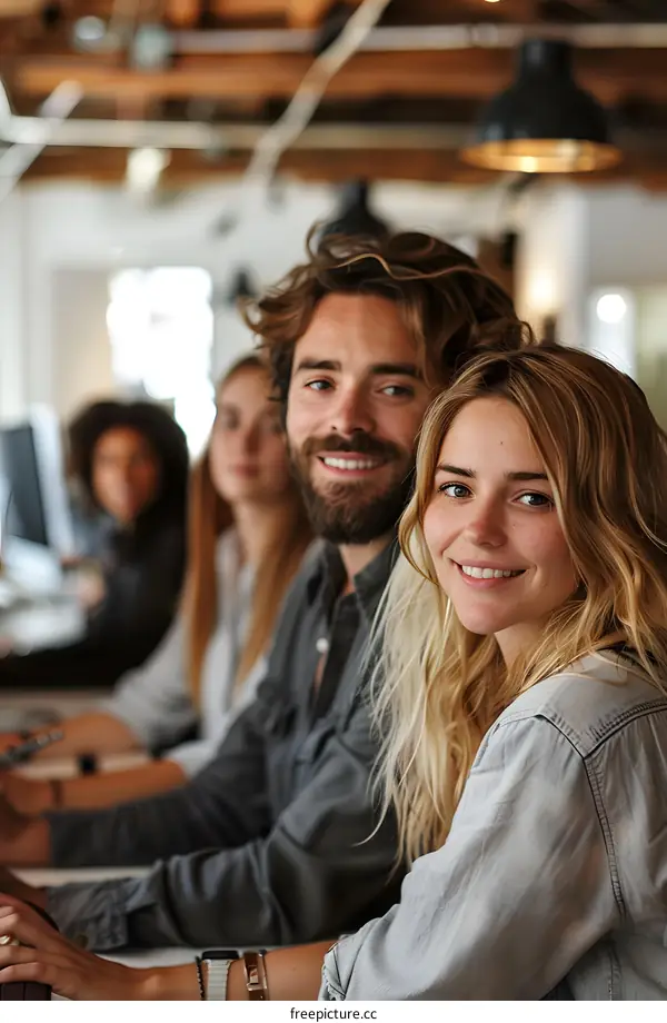 portrait of a group of young professionals in a casual office setting