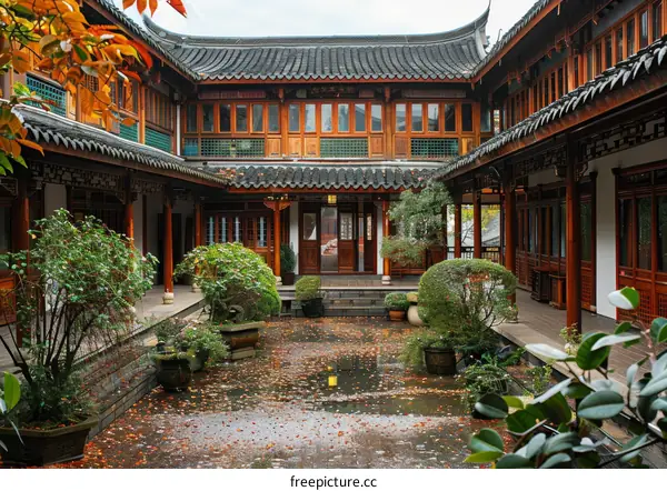 Courtyard of a traditional Chinese courtyard house