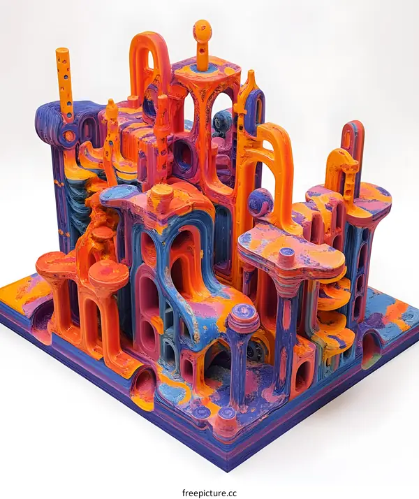 Abstract 3D Printed Cityscape Sculpture