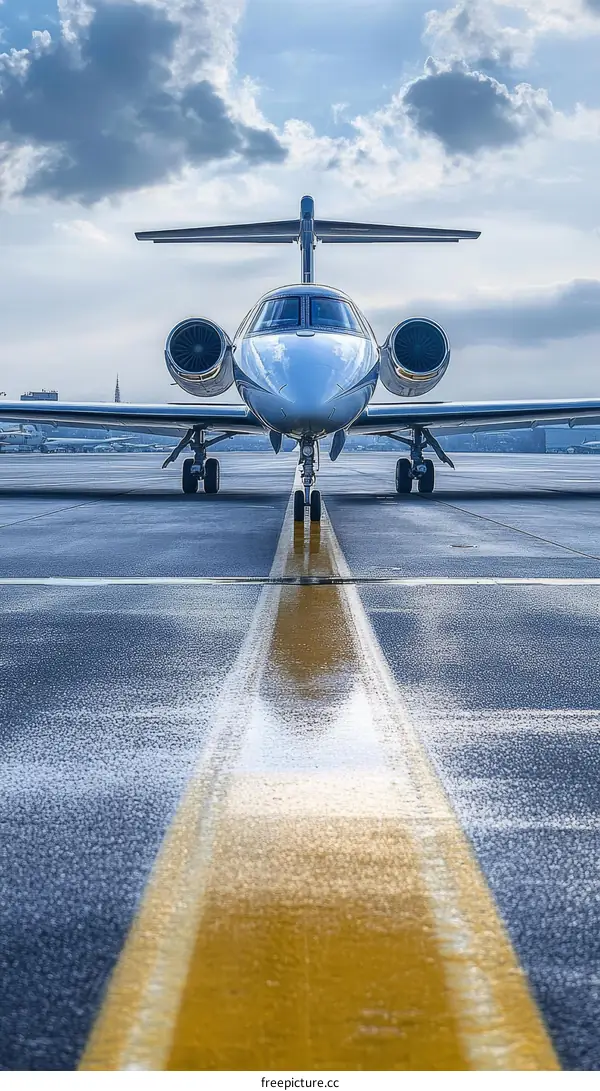Luxury Private Jet on Runway at Airport