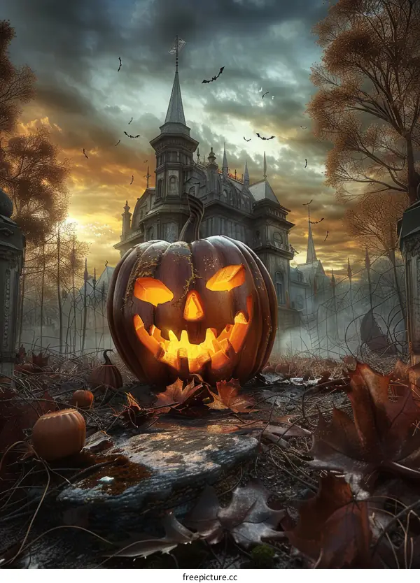 Halloween Pumpkin at the Haunted House