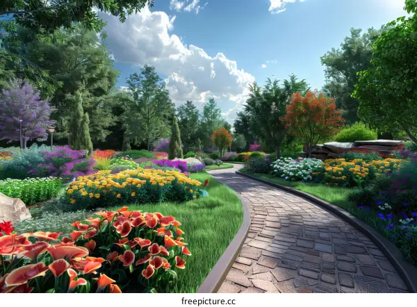 Flower Field of Tulips in Spring