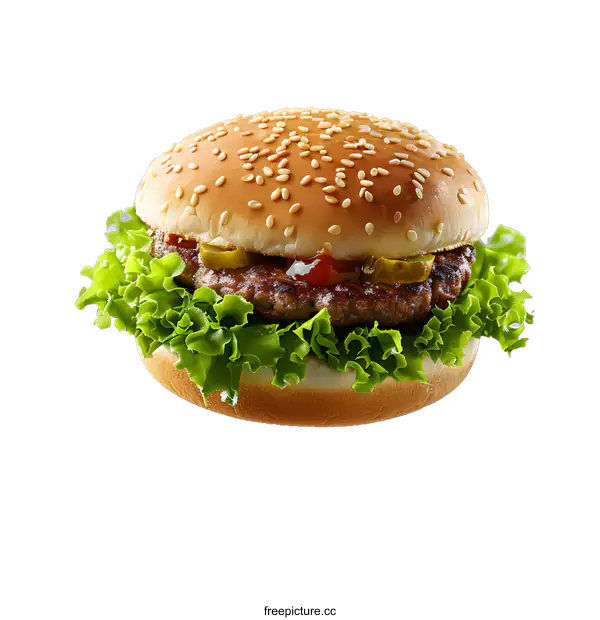 [Transparent Background PNG]Delicious hamburger isolated on white background