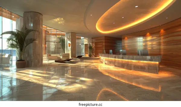 Modern Hotel Lobby with Striking Decor