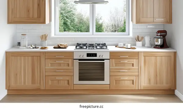 Modern Wooden Kitchen with Appliances