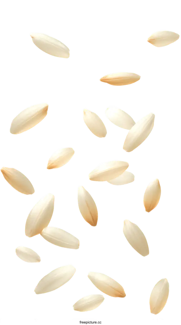 [Transparent Background PNG]Falling Rice Grains Isolated on White Background