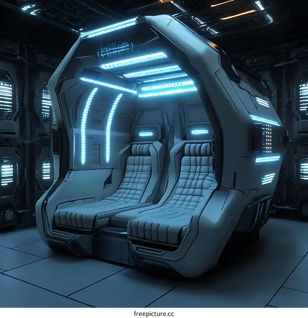 Futuristic Spaceship Seating in a Sci-Fi Interior
