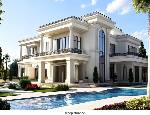 Modern White Luxury Villa With Swimming Pool