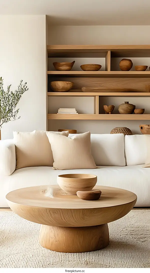 Modern Minimalist Living Room with Wooden Furniture