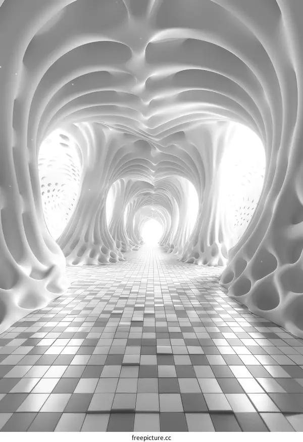 Futuristic Tunnel with Bright Light