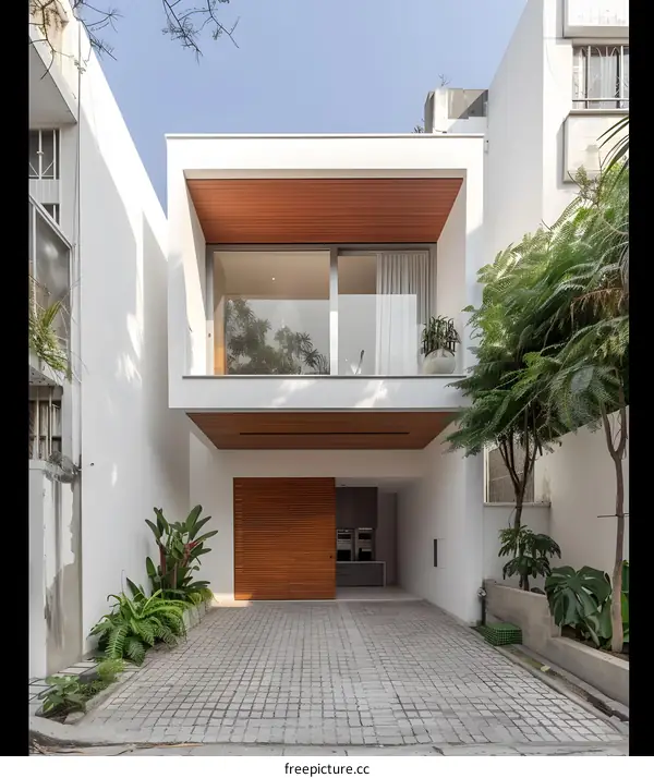 Modern Minimalist Home Exterior Design with Wooden Accents